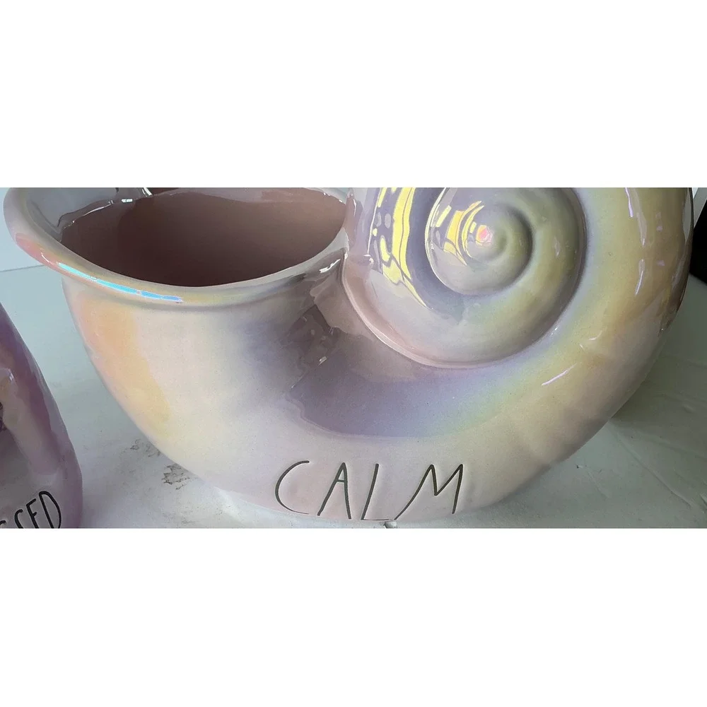 Rae Dunn Mermaid Tail Shell Planter Set Iridescent Sun Kissed Calm Coastal Decor